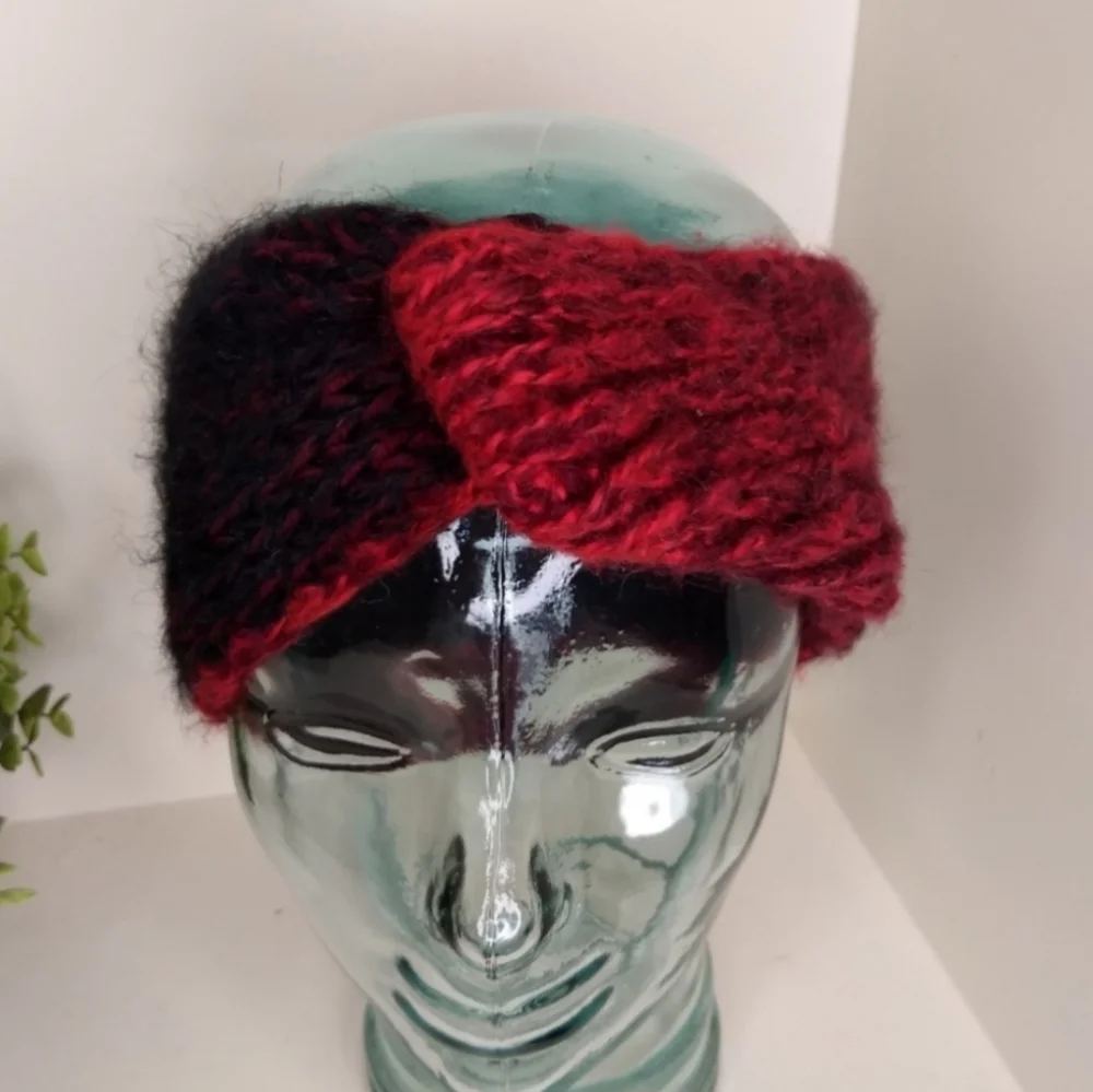 Twist Headband D&Y Red Black Color Block